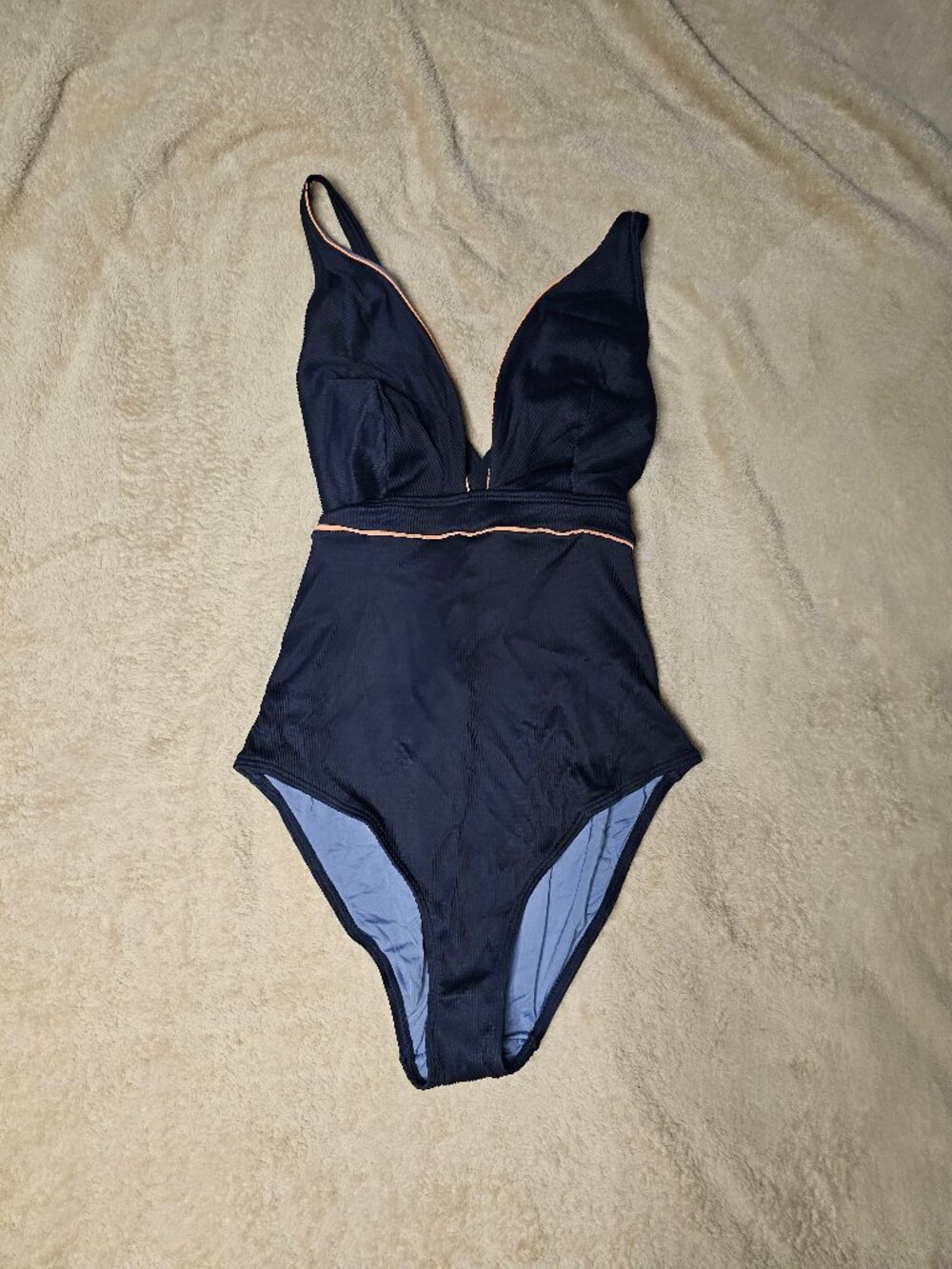 Curvy Kate Poolside wireless adjustable swimsuit in Navy with Coral trim